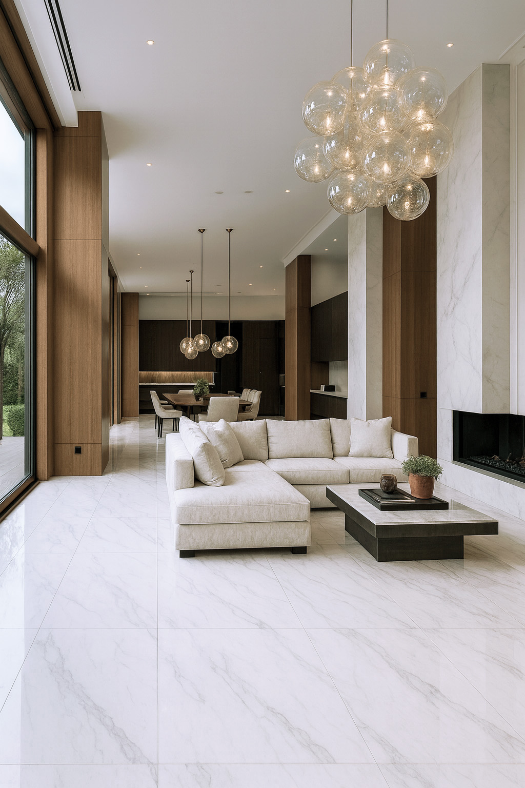 Calacatta Polished White en aplicación arquitectónica